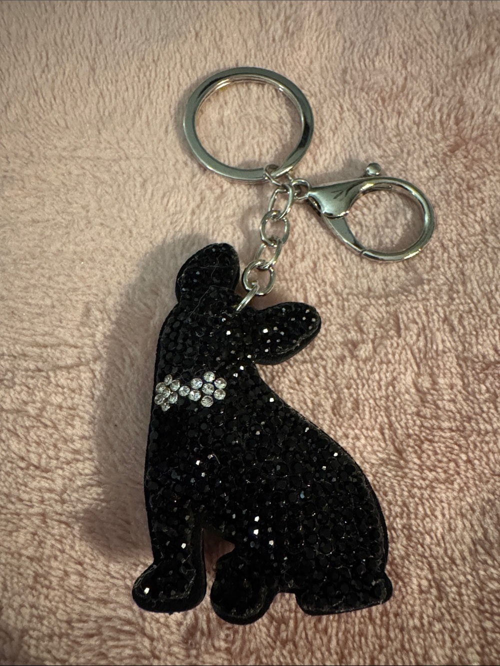 Black Crystal Dog Keychain